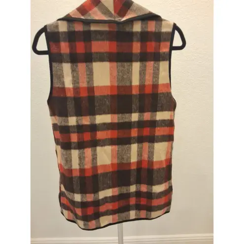Yacun NEW Womens Plaid Sleeveless Vest Open Front Lapel Collar Size S Brown