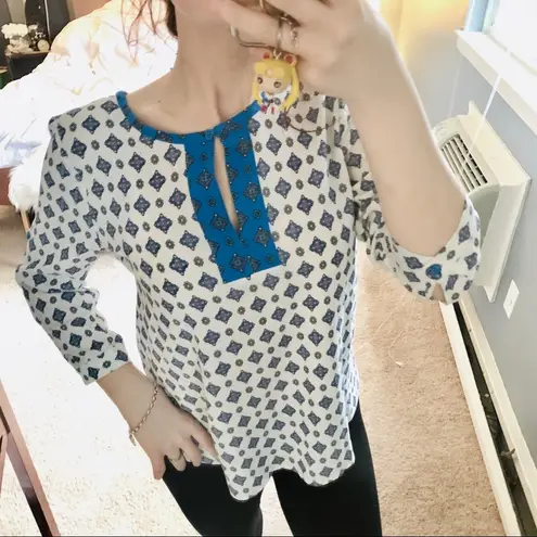 Market & Spruce diamond print keyhole top