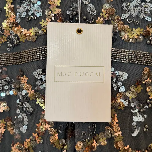 Mac Duggal NWT 5496 Embellished Illusion High Neck Long Sleeve A Line Gown Sz 16