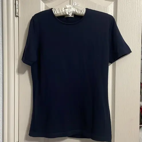 Bruce Field Femme Navy Short Sleeve Sweater Blue Size L