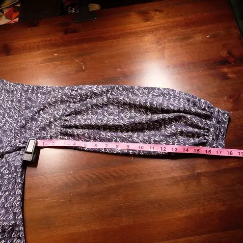 CAbi  Te Amo Love Script Blouse Navy Blue Balloon Bishop Sleeve Style 5336 Size L