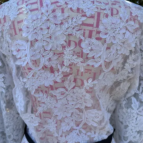 Chetta B Vintage Lace Blazer Top Tie Waist Coquette Cottagecore Ruffle Cuffs 8