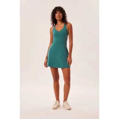 Girlfriend Collective Lola Alpine Green V-Neck Dress