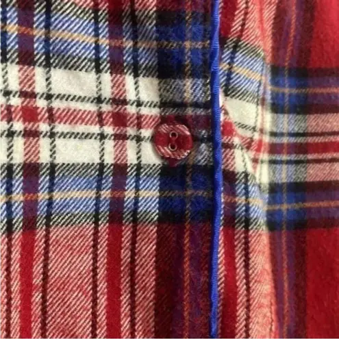 Soft Surroundings , red and blue plaid button up pajama top cotton blend - Image 5