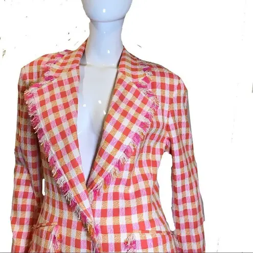 Emmanuel Ungaro Gingham Tweed Suit White Pink Orange Vintage Size undefined