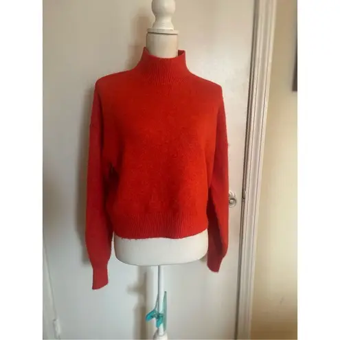 Calvin Klein Jeans Wool Blend Mock Neck Pullover Sweater Orange M Size M