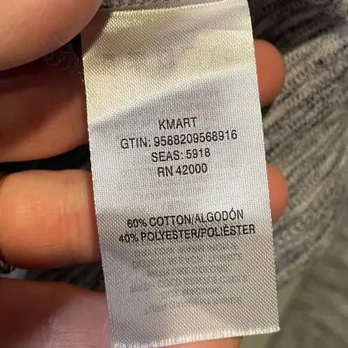 Womens Basic Editions Size Large Navy Gray Stripe Long Sleeve Tshirt Tunic Blue