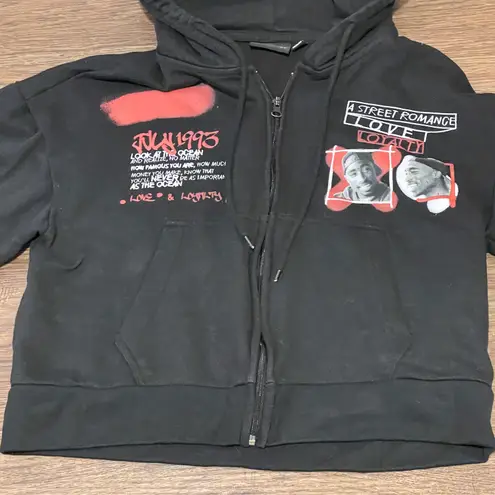 Chemistry Tupac Poetic Justice Hoodie Zipper Jacket Black Red White Size Medium