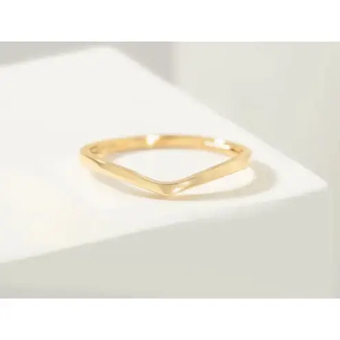 Boutique 14k Gold Filled S925 V Shaped Curve Band Ring, Size 6