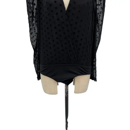 IORANE Tulle Bodysuit Swiss Dot Print Black Size 42 / US Large