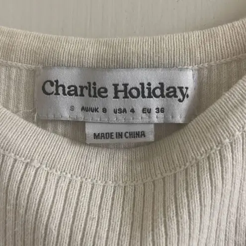 Charlie Holiday ✨ Deliah Ribbed Midi Ivory Sz 4 Dress Cloud✨