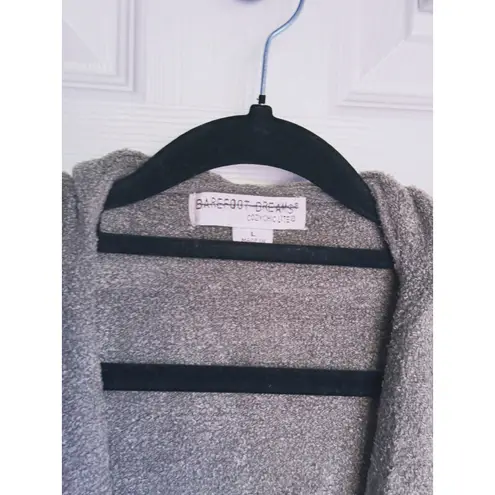 Barefoot Dreams CozyChic Lite Hooded Long Resort Cardigan Taupe Large Lounge