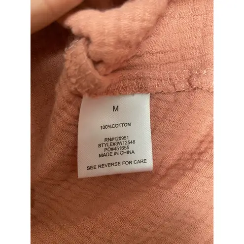 Olive & Oak Gauze Blouse 100% Cotton Muted Coral Soft Summer Spring Boho Earthy