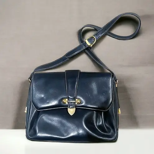 Gucci  Leather Shoulder Bag, in Deep Navy with Gold Tone