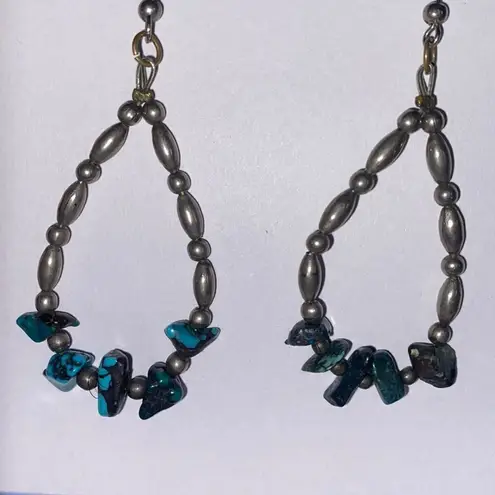Navajo Turquoise and Sterling Silver Drop Earrings