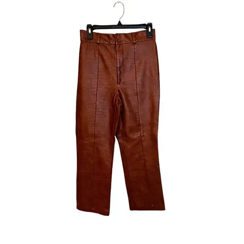 Bardot Croc Faux Leather Pants in Tan Croc 6 Womens Vegan Trousers