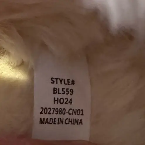 NEW J. Crew Pink Cable Knit Scuff Faux Fur Slippers Size 10