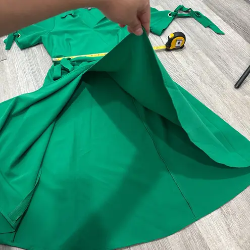 Sharagano Vibrant Green Midi Dress with Tie Sleeves size 6