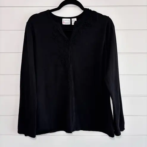 Hasting And Smith Women’s Sweater pullover Black Size 2X Embroidery