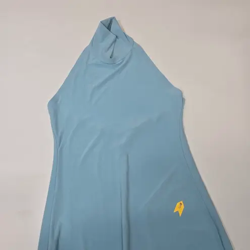 Norma Kamali Halter Turtle Side Slit Gown in Powder Blue