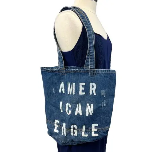 American Eagle  Outfitters Denim Tote Bag Classic Beach Travel School Bookbag