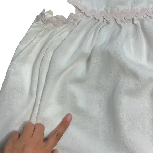 Rachel Parcell White w/ Pink Trim Linen Blend Midi Dress Womens 6