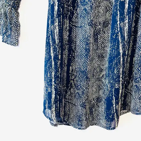 Veronica M Navy Blue & Cream Snakeskin Print Smock Mini Dress