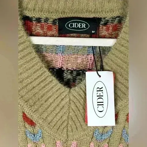 Cider NWT Sweater Arrow Striped Cozy Soft Fuzzy Boho V-Neck Pullover Size M