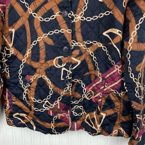 Charter Club Vintage 90s Y2K Equestrian Cotton Quilted Jacket Size Large Horse