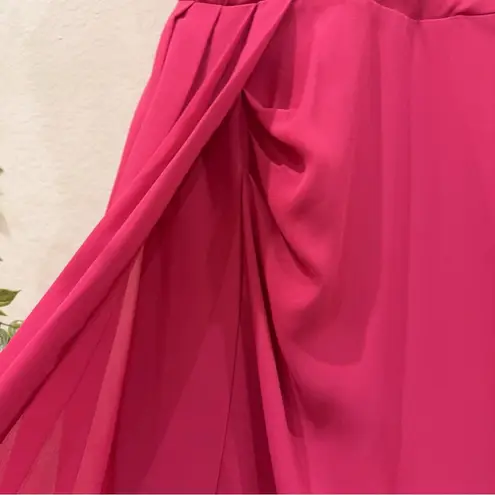 Keepsake Dreamlovers Asymmetric Draped Midi Dress in Magenta Size M NWT Purple Size M
