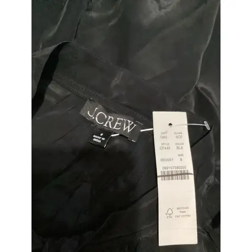 J.Crew  Alyssa Drapery Tie Neck Top in Crepe de Chine Black Long Sleeve 8 $118