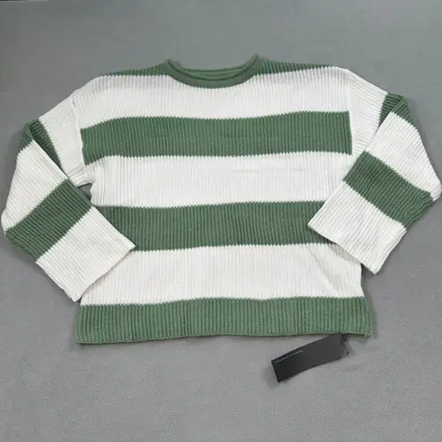 NWT S.DEER Sweater Womens M Striped Knit Green & White Crew Neck Pullover S Deer Size M