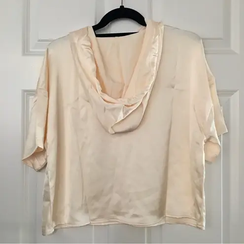 Mittoshop Short-Sleeve Hoodie, Cream, Ivory, Size S