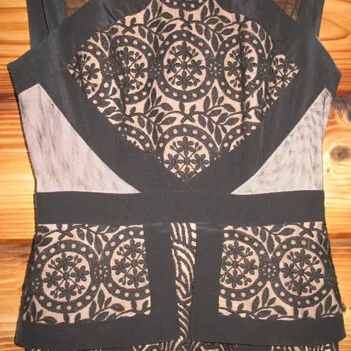 BCBG MAX AZRIA Viviana illusion lace peplum gown Black