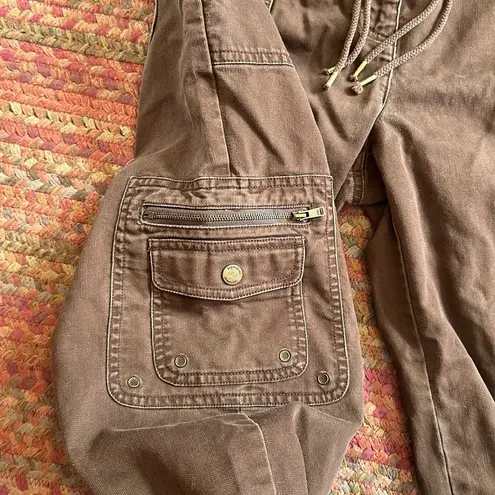Y2K RETRO VINTAGE BROWN CARGO CROP PANTS Size 10