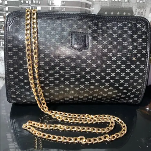 CELINE Authentic Rare Macadam Black Leather Bag