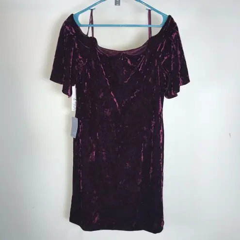 Eliza J Dress Off The Shoulder Velvet Purple Cocktail Womens Plus Size 16 NWT - Image 3