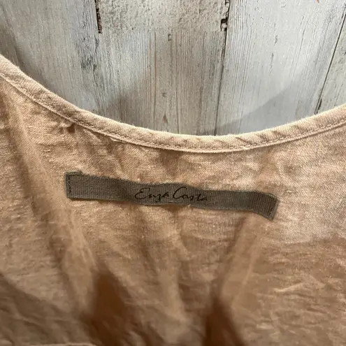 Enza Costa Revolve Tan 100% French Linen Minimalist Jumpsuit Womens Size Small