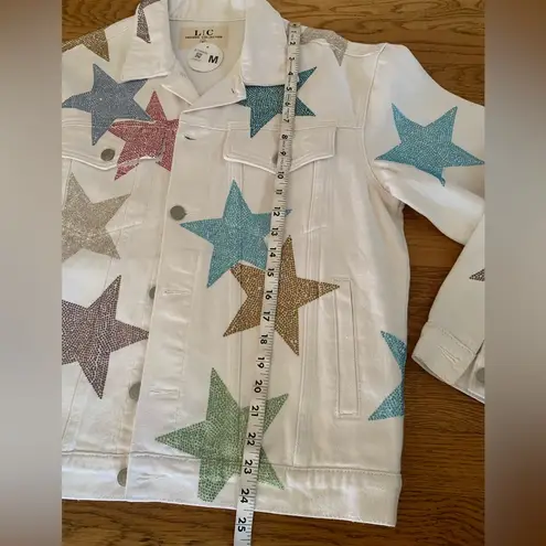 All The Stars Rhinestone Denim Jacket in White size M Size M