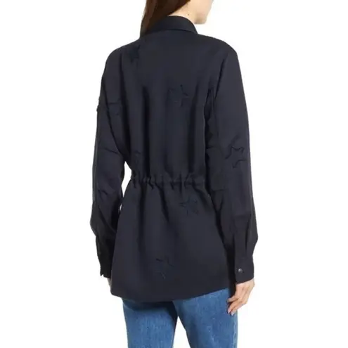 Rails Lancaster Indigo Stars Navy Blue Drawstring Utility Linen Blend Jacket S