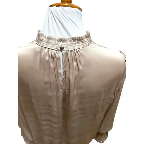 Carmen Marc Valvo Carmen by Bubble Sleeve Satin Blouse Champagne Size XL Holiday