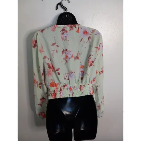 Meraki floral half top with elastic sleeves & bottom Green Size L