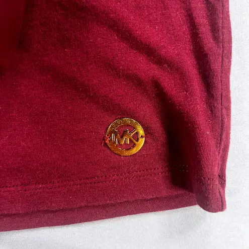 Michael Kors Women's Burgundy Wine Ruffle Bell Sleeve Knit Top Designer Casual Purple