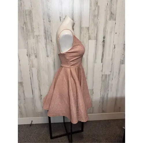 Ever Pretty Rose Gold Glitter Skater Dress Size MEDIUM Sparkly Fit & Flare Party