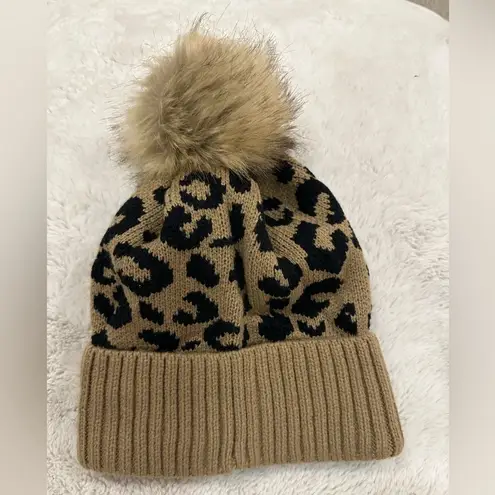 None Leopard knitted cap black and brown