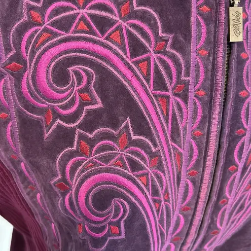 Bob Mackie Vintage  Purple Suede Embroidered Full Zip Cardigan