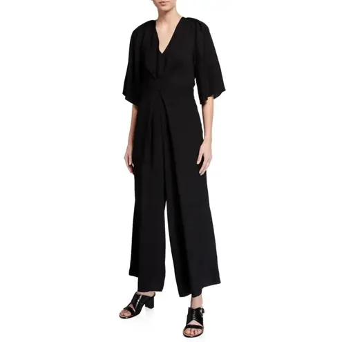 Kobi Halperin Mindy Cross Front Half Sleeve Wide Leg Black Jumpsuit Size Small