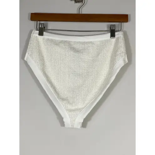 Beach Riot High-Waisted White Textured Bikini Bottom – Size Large
