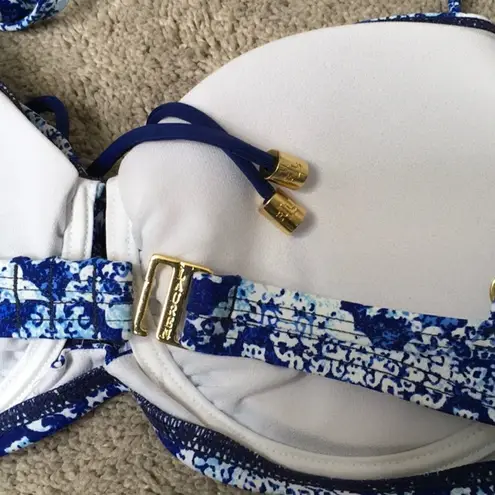 New. Lauren Ralph Lauren blue tile bikini top. New. Size 10