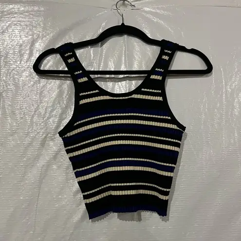 3.1 Phillip Lim Black and Blue Multi-Stripe Cropped Tank Top Size XS $275